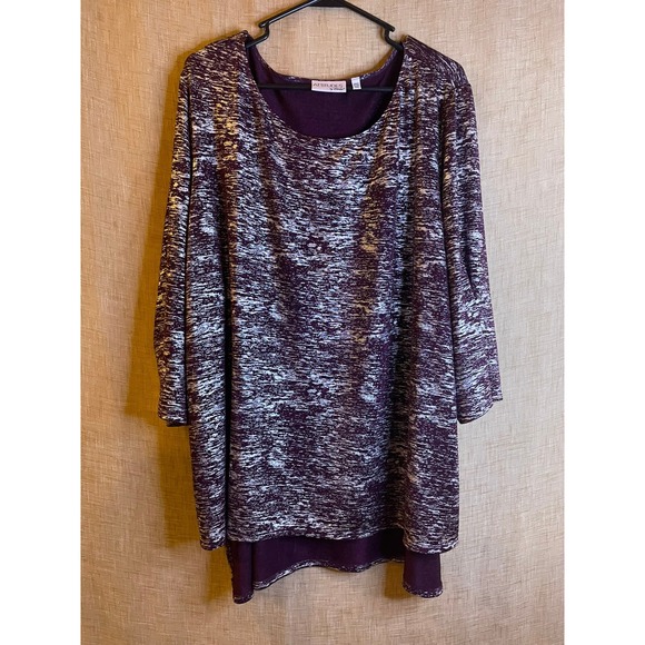 Attitudes by Renee Tops - Attitudes by Renée Tunic Top Space‎ Dye Knit Long Sleeve 3X